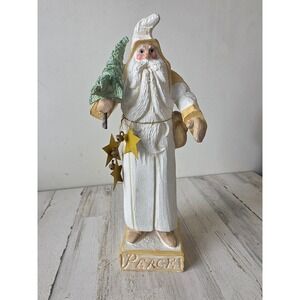 Vintage 20" House of Hatten peace on Earth Santa tree gold statue piece figurine